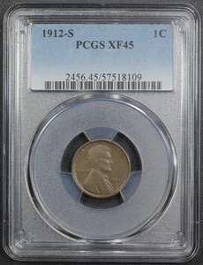 1912 S Lincoln Wheat Copper Cent 1C PCGS XF 45 - Picture 1 of 4