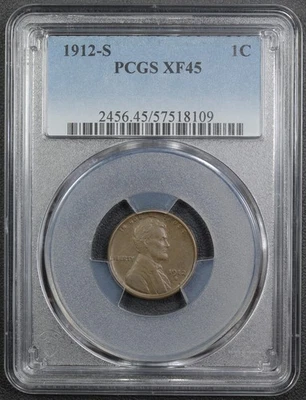 1912 S Lincoln Wheat Copper Cent 1C PCGS XF 45 - Image 1 of 4