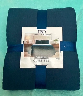 Darsee & David Full/Queen Bed Blue Quilt Set Brand New Nice! - Image 1 of 3