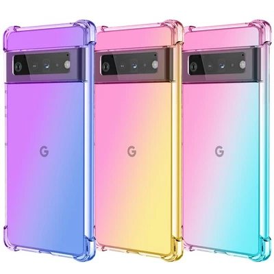 For Google Pixel 10 Pro XL 9 Pro 8A 7 6 5 4 Shockproof Gradient Clear Case Cover - Image 1 of 4