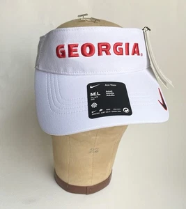 New Georgia Bulldogs UGA Nike White Ace Visor Hat M L Mens Football - Picture 1 of 10