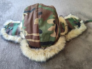 Vintage Camo Trapper Hat Faux Fur Lined UNWORN Trooper Elmer Fud UBI - Picture 1 of 10