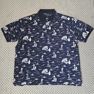 Polo Ralph Lauren Herren Big & Tall Blau Strand Print Baumwolle Poloshirt 4XLT - Bild 1 von 8