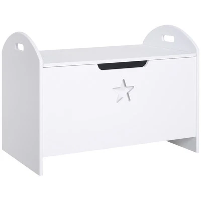 HOMCOM Cassapanca Portagiochi in Legno Panca Contenitore per Cameretta Bianco - Immagine 1 di 4