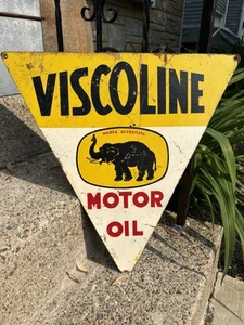 Vintage RARE Original 1940s Masonite Viscoline Graphic Elephant Motor Oil Sign - Picture 1 of 8