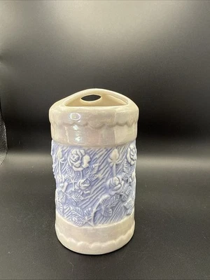 Lustre de ópalo de cerámica con rosa azul, motivo, baño, soporte para cepillo de dientes Foto 1 de 4