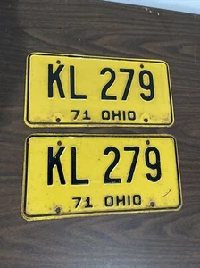 1971 Pair Of Ohio license plates KL 279 - Imagen 1 de 5