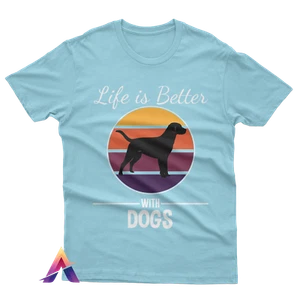 Printed t-shirt Cotton Life Is Better With Dogs shirt T-shirt for Men Women - Picture 1 of 8