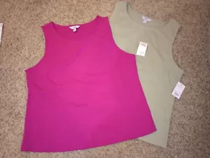 Women's Sleeveless Tops Plus Size 2X - pink and green, NEW WITH TAGS - 2 total - Picture 1 of 7
