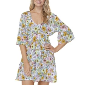 Rosinen Junior Blumenstruktur Tavarua Kleid Schwimmen Überziehen Strand Bloomcore Neu mit Etikett - Bild 1 von 7