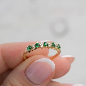 Emerald Ring, Gemstone Ring, Emerald Jewelry, Gift for Her, lab created - Picture 1 of 4