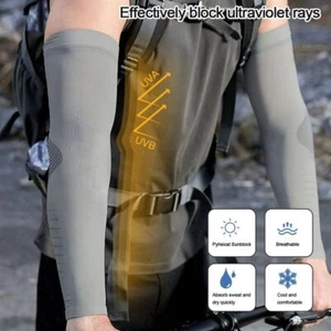 2Pcs Quick-drying Men's Sports Arm Guards Elastic Cooling Sleeves Cover - Picture 1 of 12
