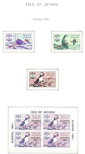 ENGLAND LOCAL STAMPS ISLE OF JETHOU 1961 EUROPA 3 STAMPS + 1 BLOCK ** MNH - Picture 1 of 1