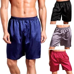 Herrenshorts Seide Satin Boxershorts Nachtwäsche Pyjama Nachtwäsche atmungsaktive Hose Zuhause - Bild 1 von 15