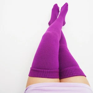 Women's Long Over the Knee Socks, Chunky Purple Color Thigh High Socks - Picture 1 of 4