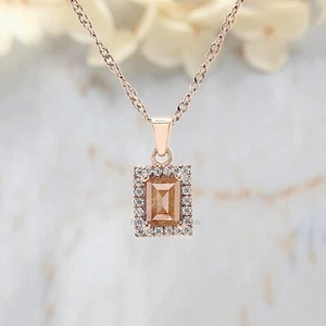 Baguette Brown Color Diamond Pendant 0.81 Ct 6.20 MM Baguette Diamond Pendant - Picture 1 of 9