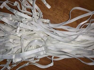 Lote 12 Pares BLANCO Ajustable Espagueti CORREA SUJETADOR Mascarilla Elástica Correas 1/4 - Imagen 1 de 2