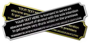 Personalised Aluminium Metal Panoramic Bar Licence Style Sign - 2 Colours - Picture 1 of 15