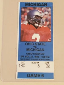 1986 NCAA Ohio State Univ ticket stub. NOV 22 1986 v Michigan. HOF Cris Carter - Picture 1 of 8