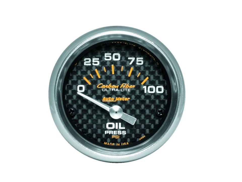 Auto Meter 4727 Carbon Fiber Electric Oil Pressure Gauge 2 1/16" (0 - 100 psi) — 第 1/1 张图片