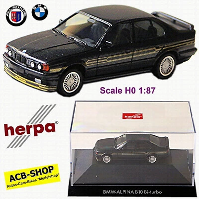 BMW Alpina B10 Bi-Turbo Basi BMW 5er E34 1989-94 Nero Metallo 1:87 Herpa - Immagine 1 di 4