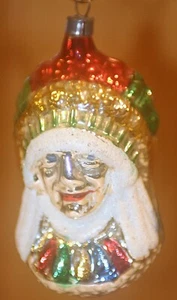 Indianer Häuptling Ornament Merkur Glas West Germany Weihnachten Kopfschmuck Vintage - Bild 1 von 6
