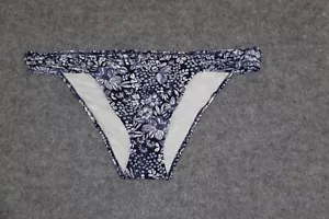 KNAPPER BIKINI UNTERTEIL SLIP GRÖSSE L DUNKELBLAU BLUMEN SEITLICH SCHMAL - Bild 1 von 1