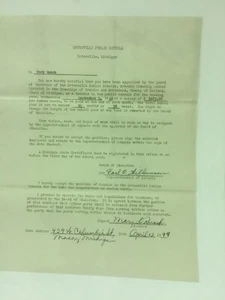 Contrato de profesor 1944 ~Mary Rusch- Ortonville, Michigan Oakland County~ EP8 - Imagen 1 de 3