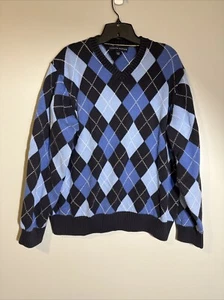 Tommy Hilfiger V Neck Pullover Herren Gr. XL Argyle Blau Langarm Golf Preppy - Bild 1 von 9