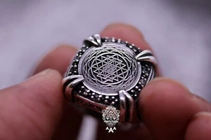 Anillo Sri Yantra Anillo Plata Sri Yantra Anillo Sri Yantra Meditación Anillo Plata - Imagen 1 de 8