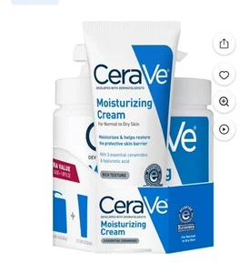CeraVe Extra Value Moisturizing Cream 16oz + 1.89oz w/ Ceramides Hyaluronic Acid - Picture 1 of 10