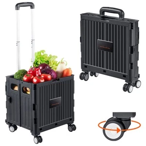 Folding Shopping Cart Foldable Utility Cart 110 lbs Telescoping Handle - Picture 1 of 12