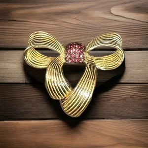 Dweck Diamonds Bow Gold Clad Sterling Silver & Sapphire Vanessa Pin Brooch - Picture 1 of 6