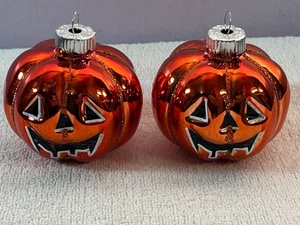 Radko Brillante Brite Halloween Adornos Set de 2 Cristal Calabazas Jack O'Lanterns - Imagen 1 de 5