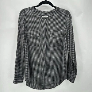 Equipment Lynn Blouse Size S Geometric Print Black Grey Silk Button ASO Scandal - Picture 1 of 12
