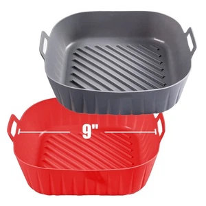 Silicone Liners Square for Air Fryer, 2 Pcs Non-stick Food-grade Reusable Bas... - Picture 1 of 7