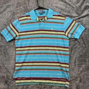 Ralph Lauren Mens Textured Rugby Polo Shirt Sz XL Tall Blue & Multicolor Striped - Picture 1 of 8