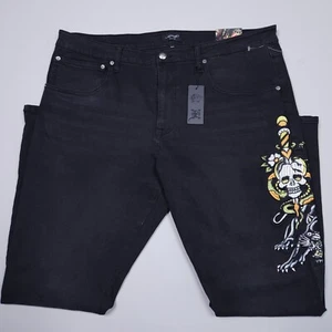 Pantalones de mezclilla ajustados con calavera Ed Hardy Dagger grunge 42x32 $150 - Imagen 1 de 11