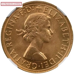 Großbritannien 1959 Elizabeth II 1 Sovereign Goldmünze NGC MS65+ St. George Slaying the Drag - Bild 1 von 4