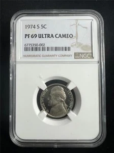1974 S JEFFERSON NICKEL 5C PF69 ULTRA CAMEO NGC UCAM DCAM TOP POP! SKU 3544 - Picture 1 of 2