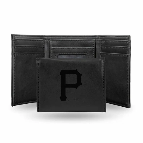 Pittsburgh Pirates MLB Laser Engraved Black Trifold Wallet Cover