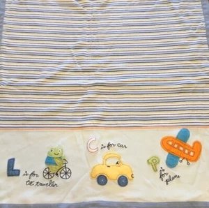 Manta de recepción Little Me Baby a rayas azules avión coche rana bicicleta Lil Traveler - Imagen 1 de 3
