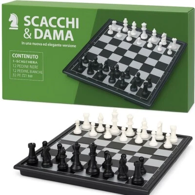 PIGEPA SCACCHI SCACCHIERA DA TAVOLO 2 in 1 DAMA SCACCHI PIEGHEVOLE RICHIUDIBILE