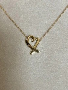 Tiffany & Co. 18K Gold Picasso Loving Heart Pendant Necklace 16" Rt.$1050. - Picture 1 of 12