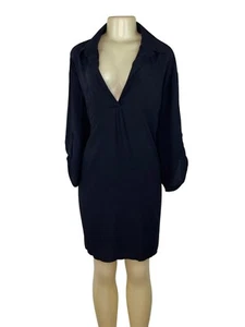 Ekouaer Loose-Fit Deep V-Neck Black Dress With Roll-Up Sleeves Size XXXL - New - Picture 1 of 8