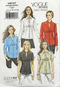 Vogue Patterns Basic Design V8747 Misses'/Misses' Petite Shirt Sizes 12-20 Uncut - Picture 1 of 2