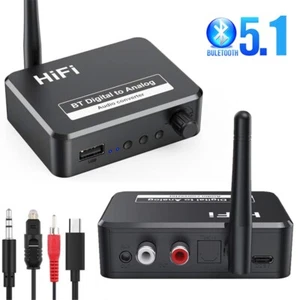 Toslink Digital Optical to Analog Audio Converter Bluetooth 5.1 Receiver 2 RCA - Imagen 1 de 17