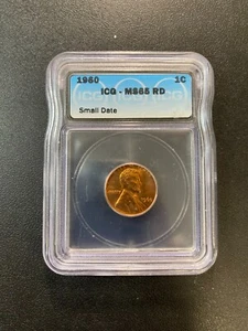1960 SMALL DATE MEMORIAL CENT ICG MS-65 RD - UNCIRCULATED - PENNY - SLABBED - 1C - Picture 1 of 2