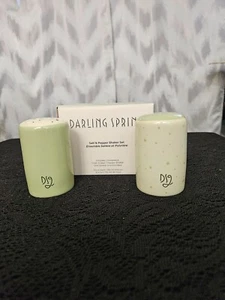 NIB Darling Spring Salt & Pepper Shaker Set - Sage Green Color - Ceramic - Picture 1 of 6
