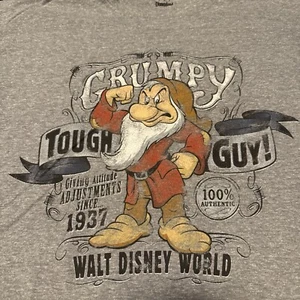 Official Walt Disney Mens Large Gray Grumpy Short Sleeve T-Shirt Crew Neck - Picture 1 of 5